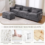 thumbnail of Merax 3-Sitzer Schlafsofa aus Chenille, Ecksofa Mit USB-Anschluss, Seitentasche, Handyhalter und modularen Hockern, Grau