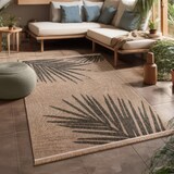 thumbnail of Outdoor Teppich Blätter Balkon, Terrasse schmutzabweisend Beige Rechteckig 80x150 | 100% Polypropylen | Florhöhe: 7 mm