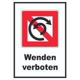 thumbnail of Wenden verboten Symbol und Text Wendeverbot A0 Rückseite selbstklebend