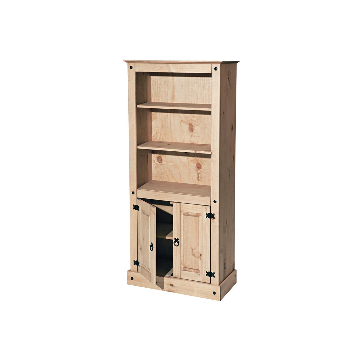 Möbilia Schrank | 3 Fächer, 2 Türen | Kiefer-Holz massiv | B 81 x T 38 x H 177 cm | honigfarbend, gewachst | 19020031 | Serie SCHRANK