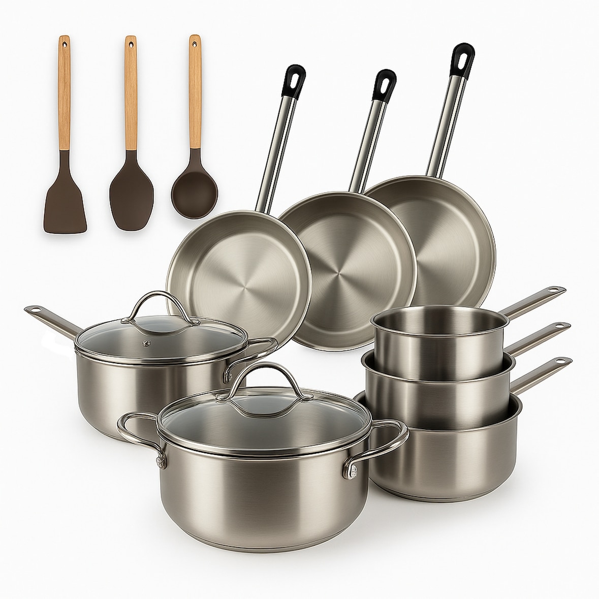 Menastyl - Set 11 pièces cuisson professionnel en acier inoxydable induction