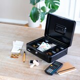 thumbnail of HMF Geldkassette abschließbar, Kasse mit Münzeinsatz, 5 Münzfächer, 30 x 24 x 9 cm, Schwarz