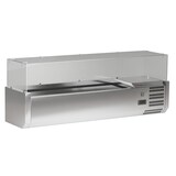 thumbnail of Pizzakühltisch - Pizzatisch mit 2 Türen inkl. Glaskühlaufsatzvitrine für 1/3 GN Behälter - IDEAL schwarze Granitarbeitsplatte