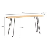 thumbnail of Konsolentisch 150x36x75 cm Akazie Massivholz Baumkante Anrichte Flur, Ablagetisch mit Haarnadelbeine Schmal Modern, Flurtisch Metallgestell,