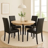 thumbnail of Juego de 2 sillas de comedor Silla de cocina Littau ~ cuero, negro, patas oscuras