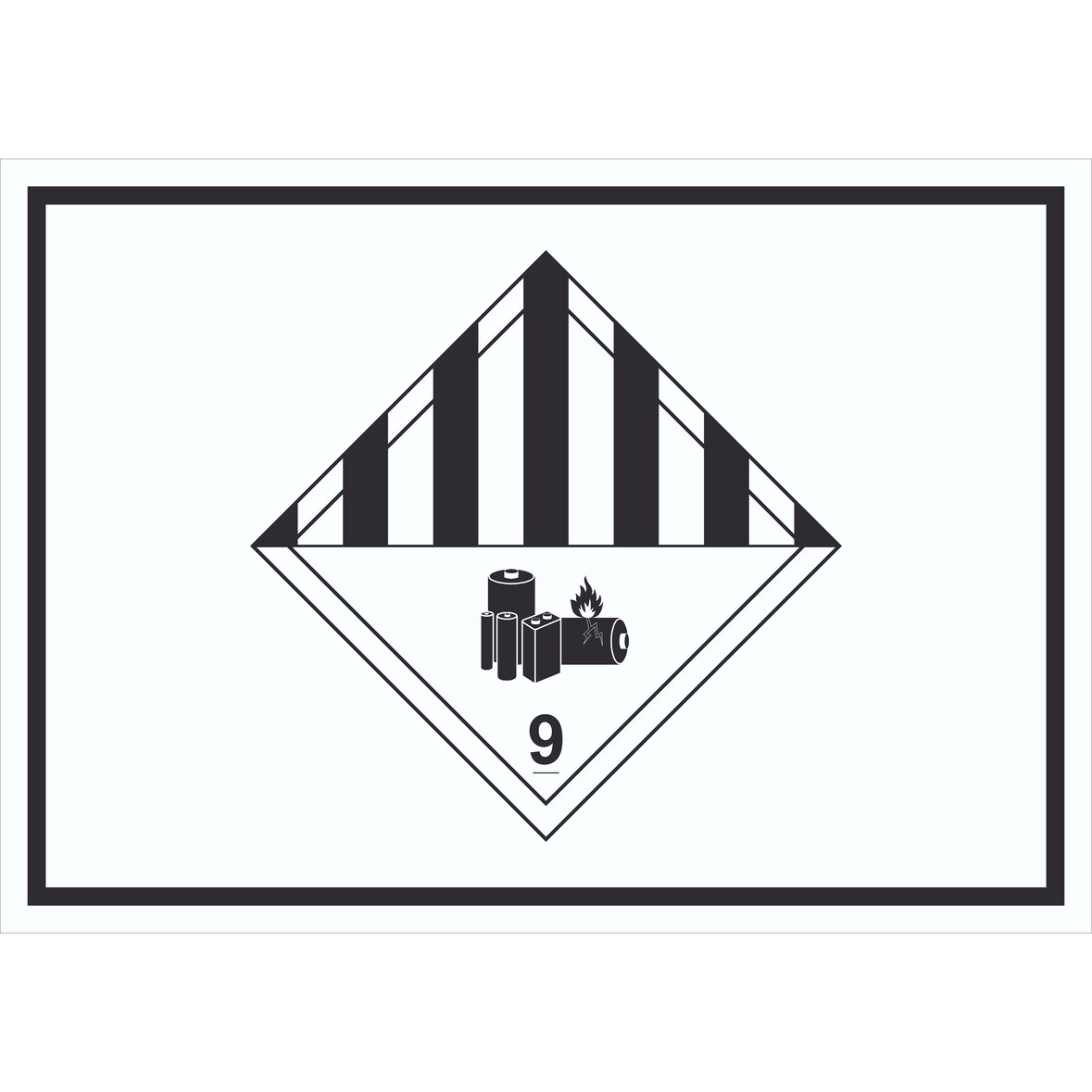 Schild Achtung Lithiumbatterien Symbol Gefahrgutklasse 9a A3 (297x420mm)