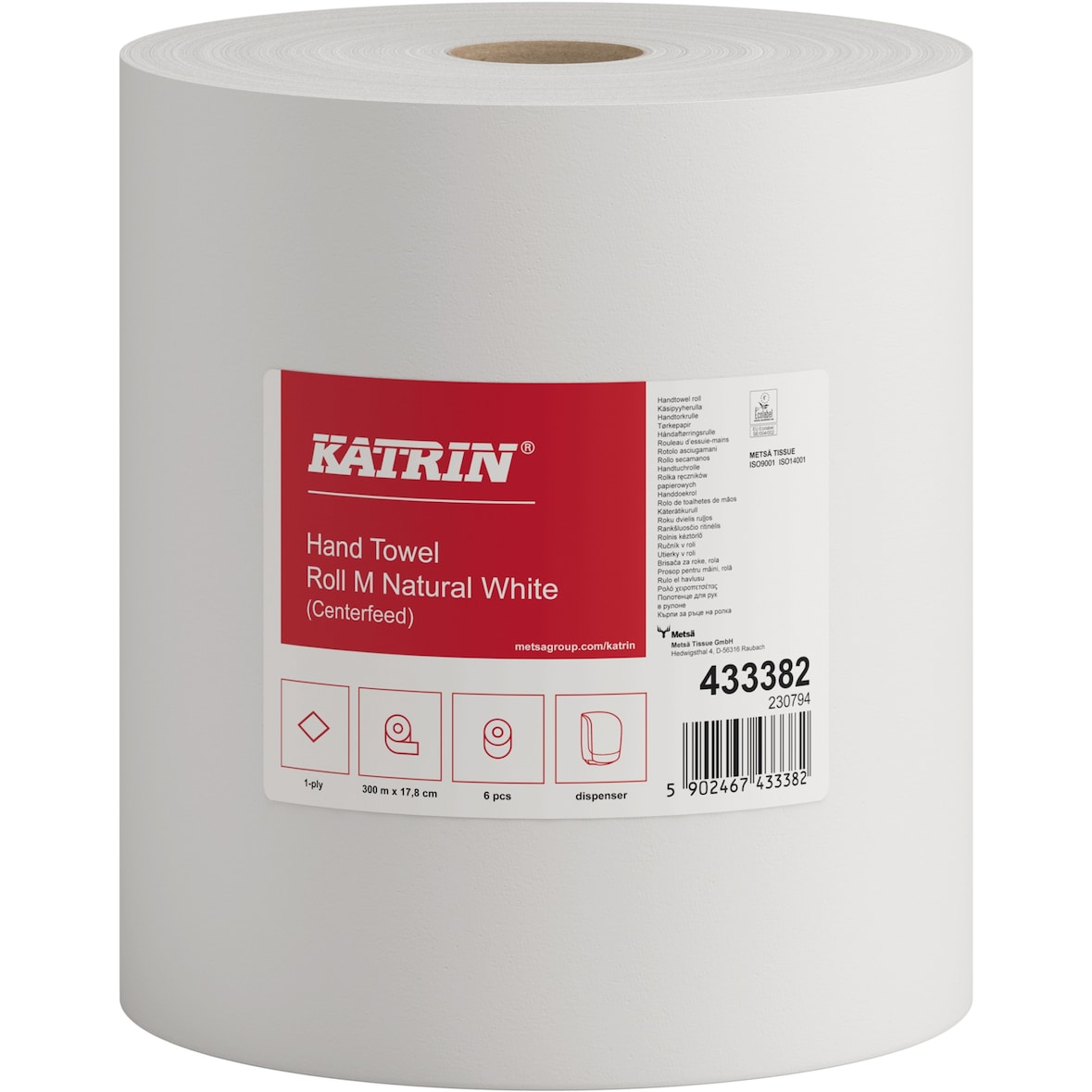 Katrin Handtuchrolle M 300 433382 1lagig 17,8x300m weiß 6St.