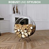 thumbnail of DELUKE® Brennholzregal innen Metall FUSI | Rund, Schwarz | Kaminholzständer Feuerholzregal Kaminholzhalter Holzständer Holzhalter innen Holzlager