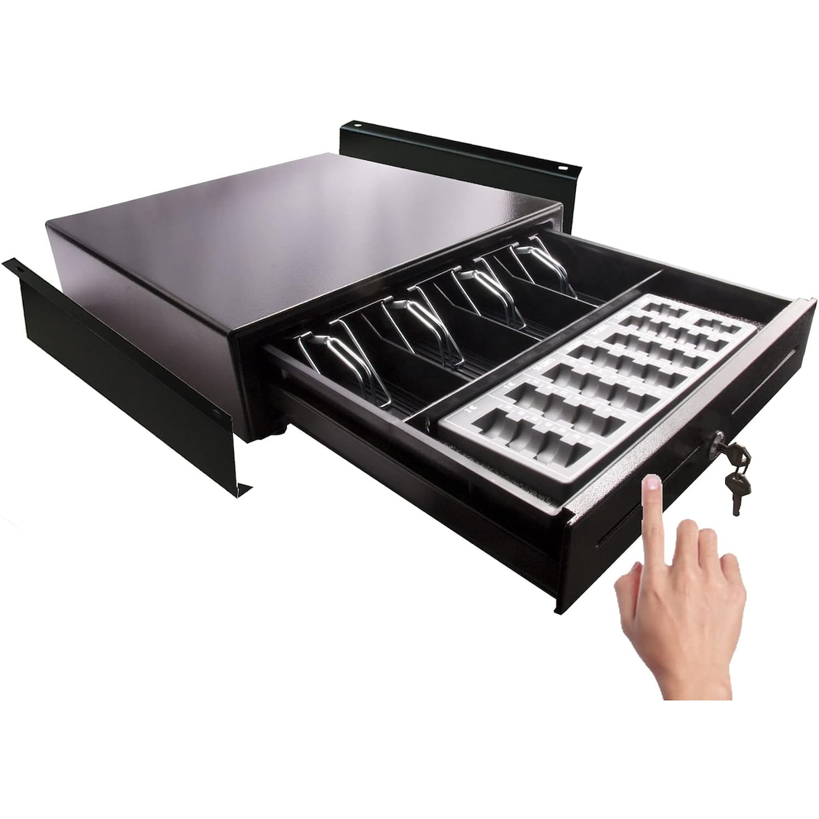 Touch-Kassenlade iQCash350TMU mit Münzzählbrett und Untertischhalterung, Kassenschublade Geldlade Geldschublade