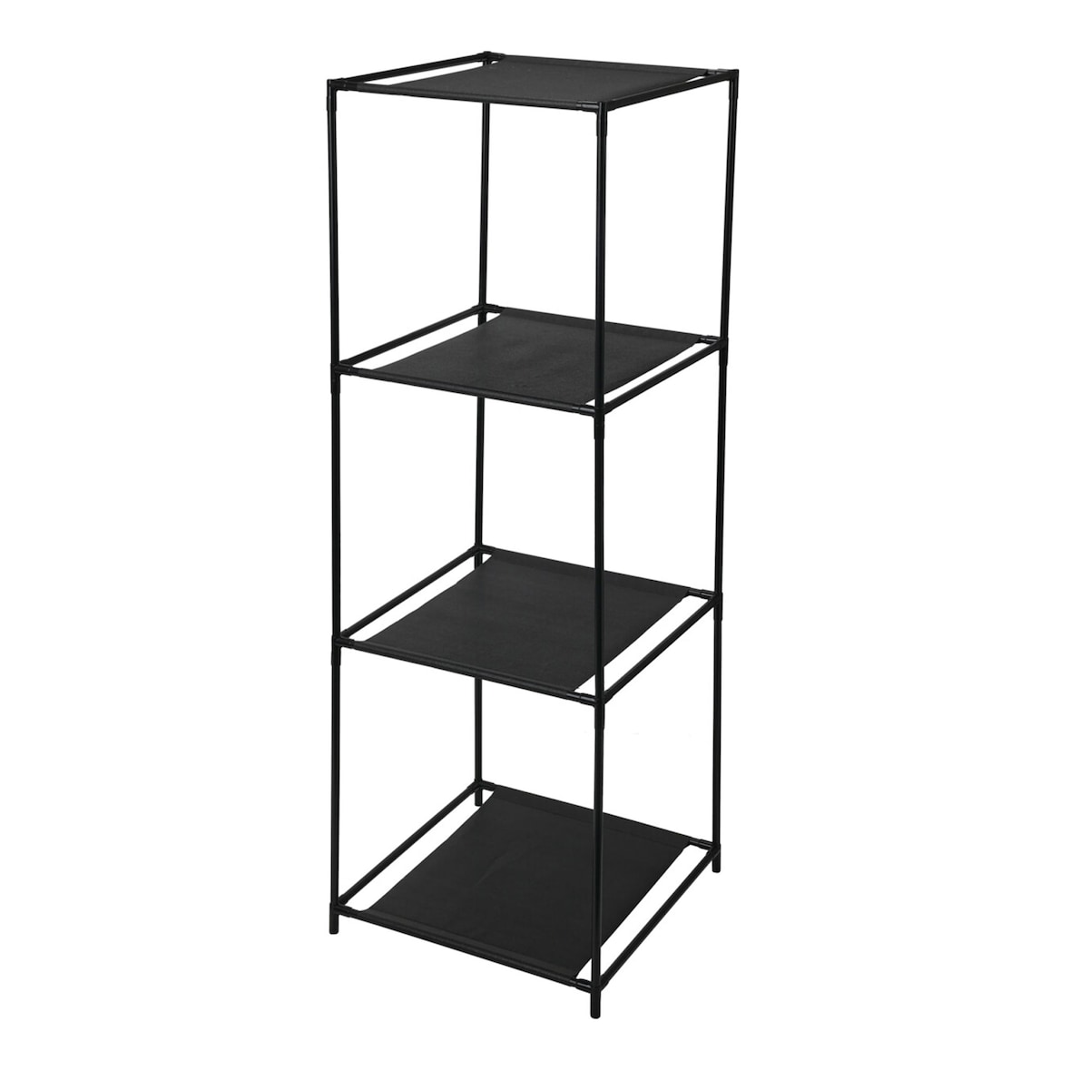 WellHome - Stellingkast met 3 stoffen vakken en metalen buizen H.98cm