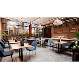 thumbnail of METRO PROFESSIONAL Cadeira de restaurante estofada Salto, conjunto de 2, aço/poliéster, azul escuro/preto