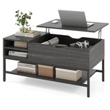 thumbnail of Helloshop26 - Table basse à plateau relevable 99,5 x 49,5 x 47,5 cm rangement optimisé design moderne en bois gris 20_0017560