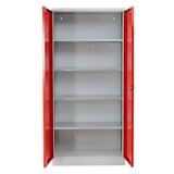 thumbnail of PROREGAL Stahlschrank BEE mit 4 lackierten Fachböden | HxBxT 195x92x60cm | Grau-Rot | Werkstattschrank Werkzeugschrank Aktenschrank Universalschrank