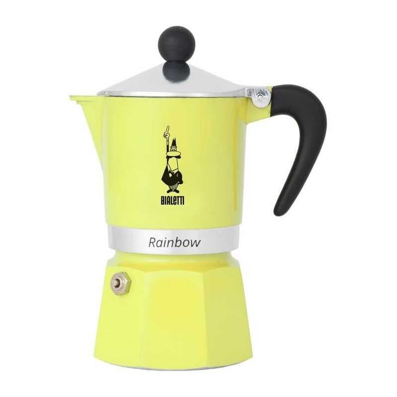 Bialetti Espressokocher Rainbow für 6 Tassen, Espresso, Espressokanne, Kaffeebereiter, Aluminium, Gelb, 270 ml, 4983