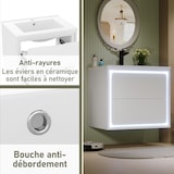 thumbnail of Badezimmerschrank 60x46x50 wandhängend mit Keramikwaschbecken, LED-Radarsensor, 2 geräuschlose Schubladen, MDF, modernes Design, Weiß