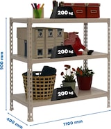 thumbnail of SimonRack Metallregal, 900x1100x400 mm, 3 Ebenen, Metallboden, 200 kg Biegepunkt, Grau - Simonclick