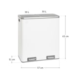 thumbnail of TM2X30 Treteimer 60 Liter Abfalleimer Mülleimer Design Mülltrennung Papierkorb Küchen-Ordnung Trennsystem Weiß
