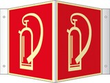 thumbnail of Winkelschild Feuerlöscher, Kunststoff, nachleucht., 160-mcd, 200x200 mm