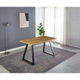 thumbnail of Möbilia eettafel 140 x 80 cm | blad MDF met eiken decor | metalen onderstel | B 140 x D 80 x H 75 cm | naturel-zwart | 18020007 | TAFEL serie