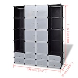 thumbnail of vidaXL Kast modulair met 18 vakken 37x146x180,5 cm zwart en wit