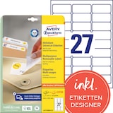 thumbnail of Avery Zweckform L4737REV-25 Universal-Etiketten, ablösbar, A4, 63,5 x 29,6 mm, 30 Bogen/810 Etiketten, weiß
