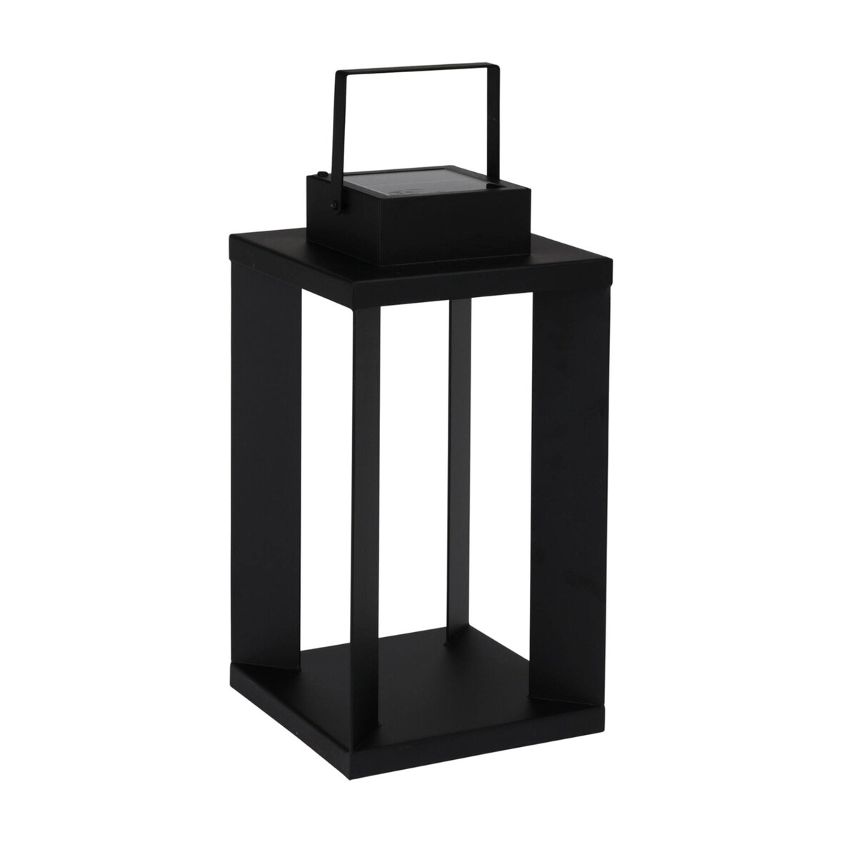 WellHome - Lanterna solar de metal preto com 25 luzes LED brancas quentes 22x22x42cm