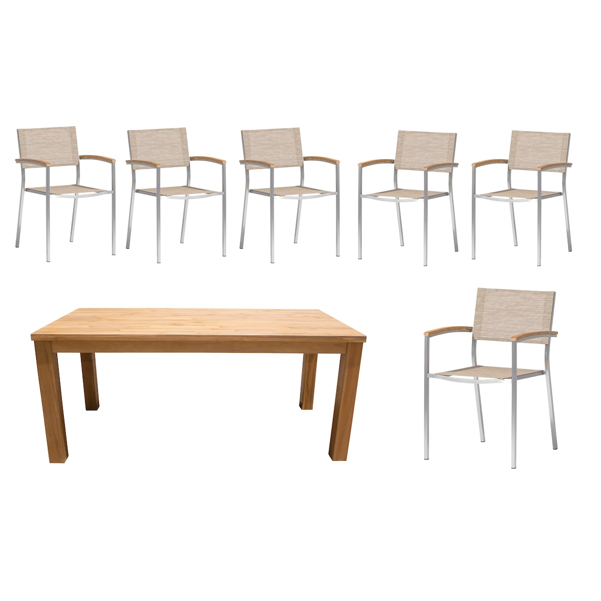 acamp Tischgruppe 6x Skye 57164 Stühle mit Old Java 180cm