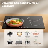 thumbnail of Plaque de cuisson vitrocéramique CDV 60 cm, 4 zones, 9 niveaux, commande tactile, 6400 W, CDVER64B