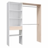 thumbnail of Armadio Guardaroba Con 2 Barre Appendiabiti 4 Ripiani E Cassetto Armadietto Mobile Salvaspazio Reversibile Camera 187x40x158 Cm Bianco Opaco e Rovere