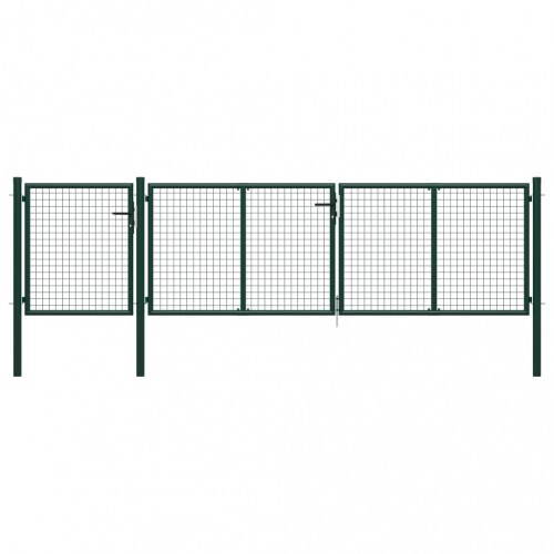 vidaXL Stalen tuinpoort : kleur - groen, afmeting - 400 x 100 cm
