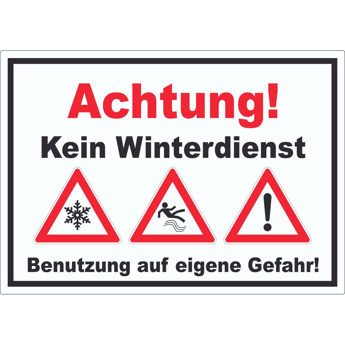 Achtung Kein Winterdienst Aufkleber A8 (52x74mm)
