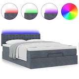 thumbnail of vidaXL Ottoman-Bett mit Matratze & LEDs Dunkelgrau 140x190 cm Samt