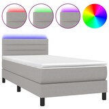 thumbnail of vidaXL Boxspringbett mit Matratze & LED Hellgrau 100x200 cm Stoff