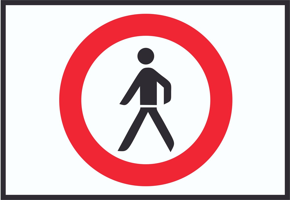 Für Fußgänger verboten Symbol Schild A6 Rückseite selbstklebend