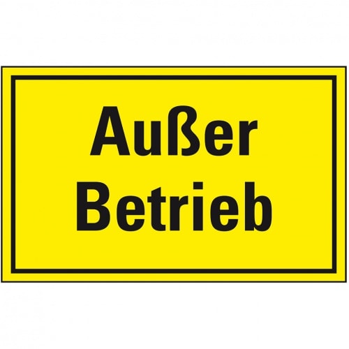 Schild I Maschinen-Hinweisschild Außer Betrieb, gelb/schwarz, Magnetfolie, 300x200mm