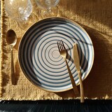 thumbnail of Novastyl - Lot 6 assiettes plates spirale 27cm en faience bleu et beige