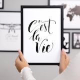 thumbnail of Juego de 6 marcos negro de madera MDF, cristal acrílico, para colgar, incluye accesorios