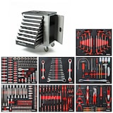 thumbnail of Mephisto Werkzeugwagen Werkstattwagen mit 8 Schubladen davon 7 mit Schraubenschlüssel, Ratsche mit Nusskasten, usw. in Soft Inlays in Carbonoptik