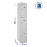 thumbnail of SimonRack Taquillas Vestuario Metálica, 1800x300x500 mm, 3 Puertas, Incluye Llave, Gris - Simonlocker