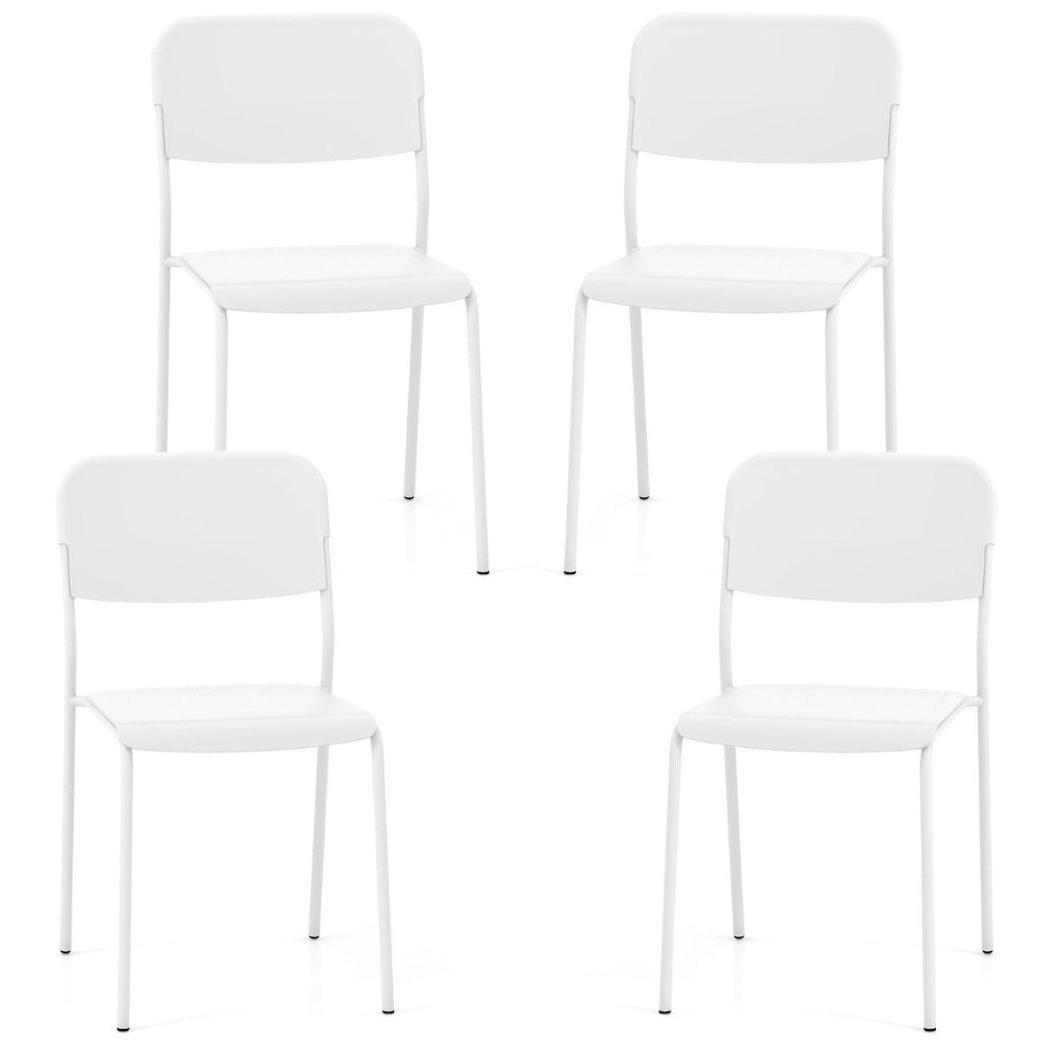 Helloshop26 - Set aus 4 modernen stapelbaren Gartenstühlen 48,5 x 44,5 x 81 cm optimierter Komfort modernes Design in weißem PP 20_0011820