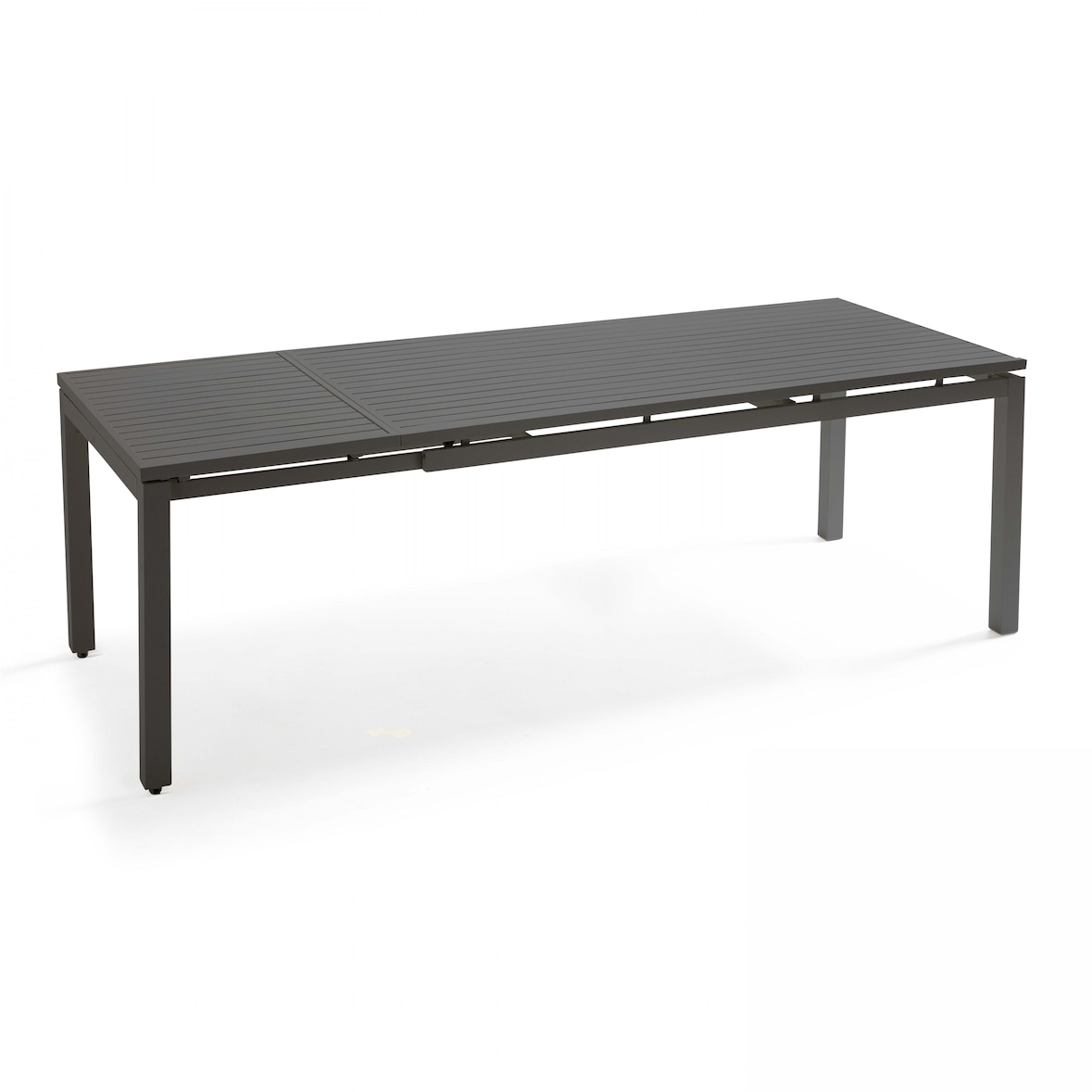 Uitschuifbare tuintafel in grijs aluminium