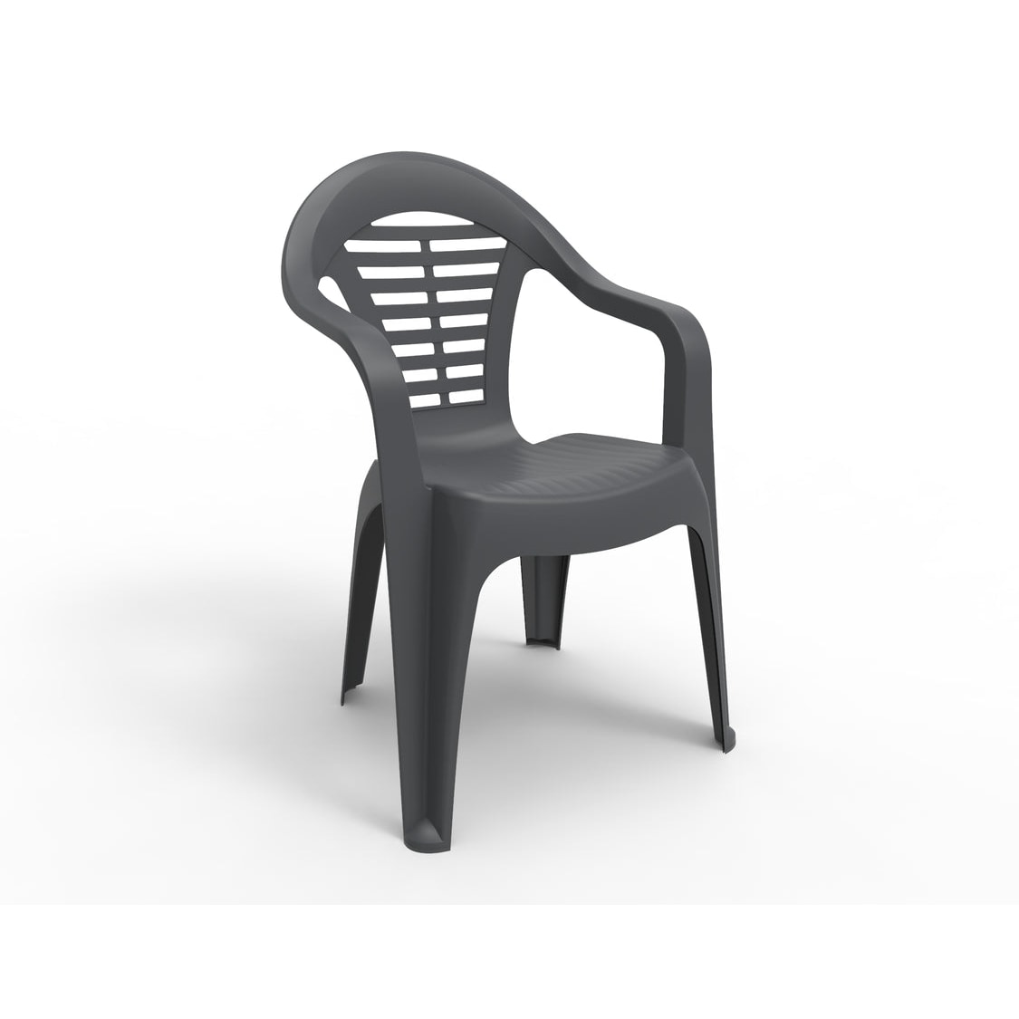 SHAF - Pack de 24 Sillas Menorca - Apilables, Ergonómicas y Resistentes a rayos UV - Fabricadas en España con Plástico Reciclado - Color Antracita