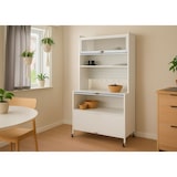 thumbnail of Küchenschrank HWC-O53, Küchenregal Schrank Arbeitsplatte Schrankfächer rollbar Metall 175x80x42cm ~ weiß