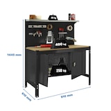 thumbnail of SimonRack Établi d’atelier, 910x610 mm, panneau perforé et armoire, Charge 400 kg, Noir - BT-3