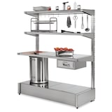 thumbnail of Mesa de parede em aço inoxidável com prateleiras de mesa, comprimento 764 mm