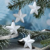 thumbnail of Christbaumschmuck Weihnachtsbaumschmuck Sterne bruchfest weiß 6St.