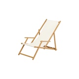thumbnail of Liegestuhl weiß Fußablage u Kissen Deckchair klappbar Sonnenliege Holz Gartenliege 10-303NFKD
