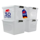 thumbnail of PROREGAL Aufbewahrungsbox mit Deckel 30L 4er Set Klein transparent stapelbar Kunststoffbox Verschlussclips Stapelbox Aufbewahrungsbehälter Büro