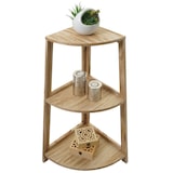 thumbnail of Hoekplank HWC-K44, staander woonkamer plank, 3 planken, 80x37x37cm MDF gemaakt van Paulownia MVG-gecertificeerd ~ natuurlijk bruin