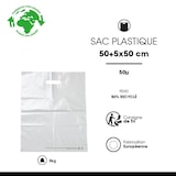thumbnail of Sac plastique blanc poignées découpées en PEBD recyclé 50x50+5cm par 500 - Gimex